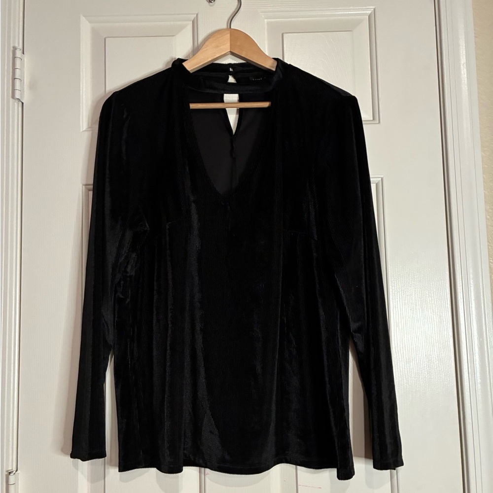 Lane Bryant Elegant Black Ribbed Top